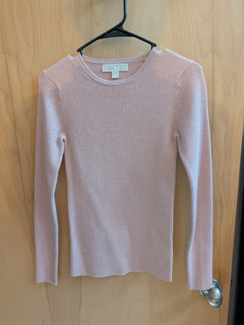 Michael Kors Pale Pink Ribbed Crewneck Sweater